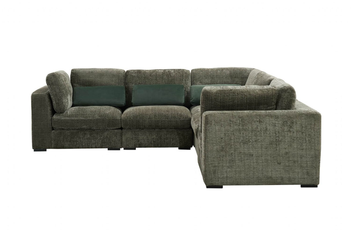 Green Chenille Fabric Armless Sectional Unit