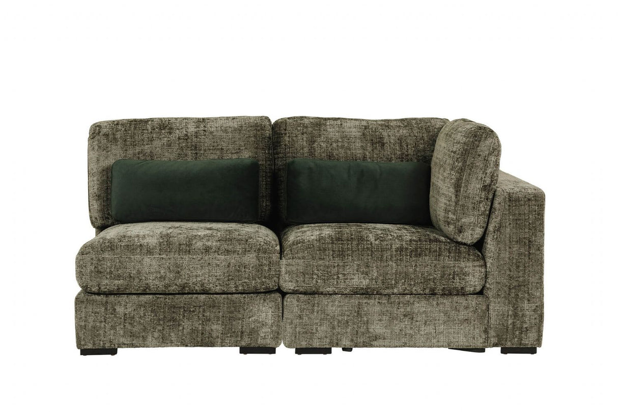 Green Chenille Fabric Armless Sectional Unit