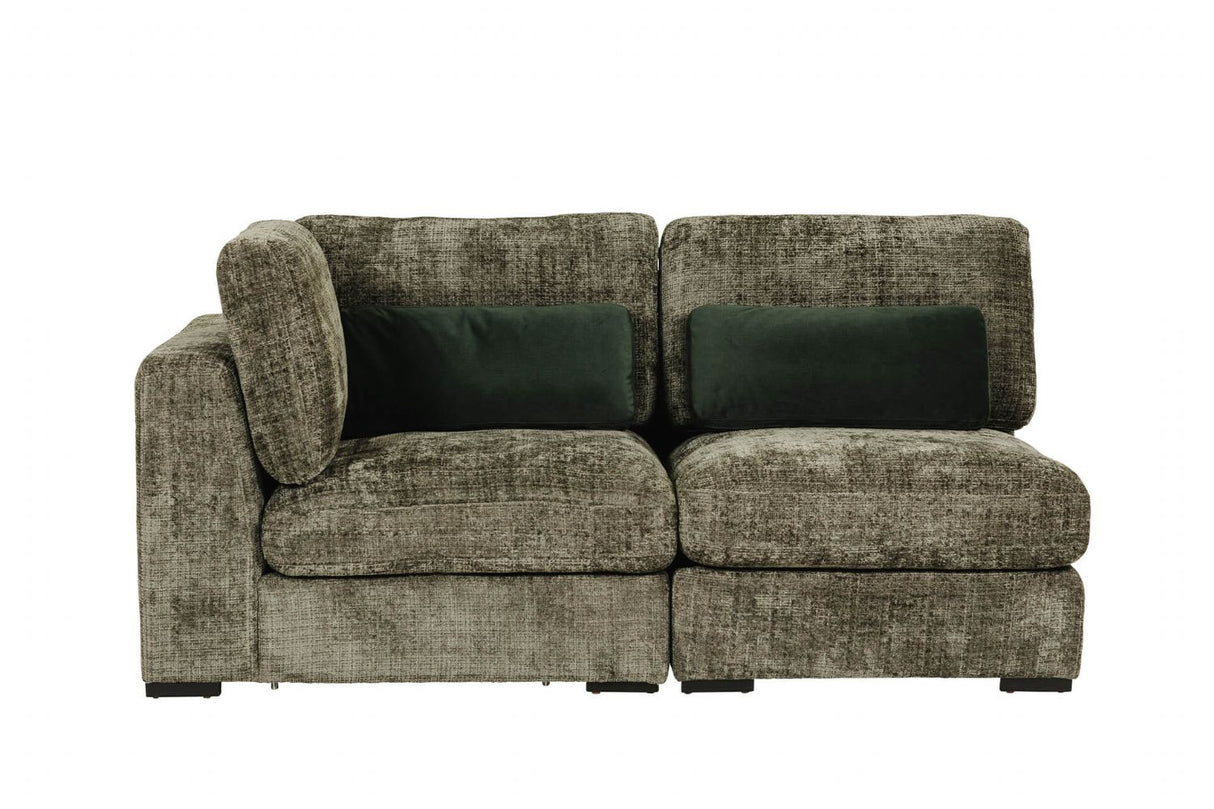 Green Chenille Fabric Armless Sectional Unit