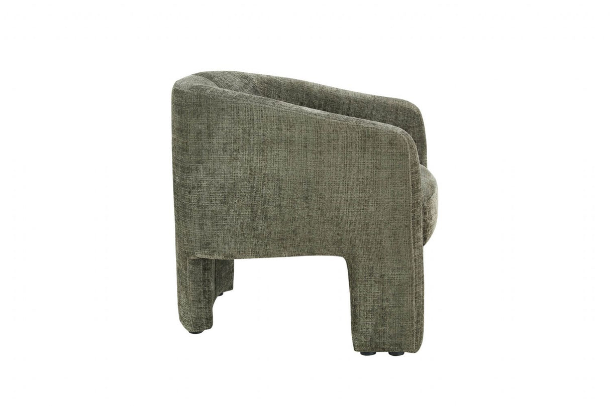 Green Chenille Fabric Upholstered Curved Accent Chair