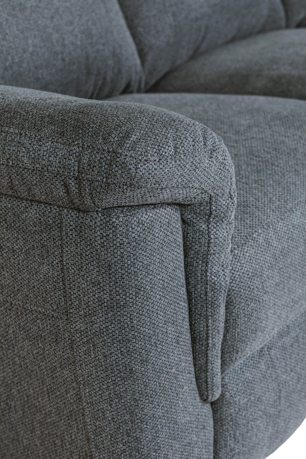 Blue Fabric 3 Seater Standard Back Sofa Cushioned Headrest