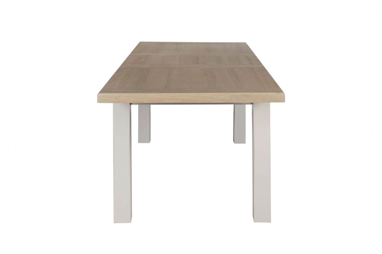 Taupe Wooden Extending Dining Table Oak Top 120 to 165cm