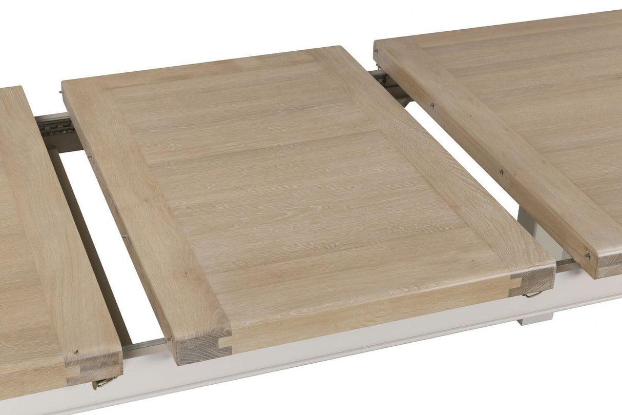 Taupe Wooden Extending Dining Table Oak Top 120 to 165cm