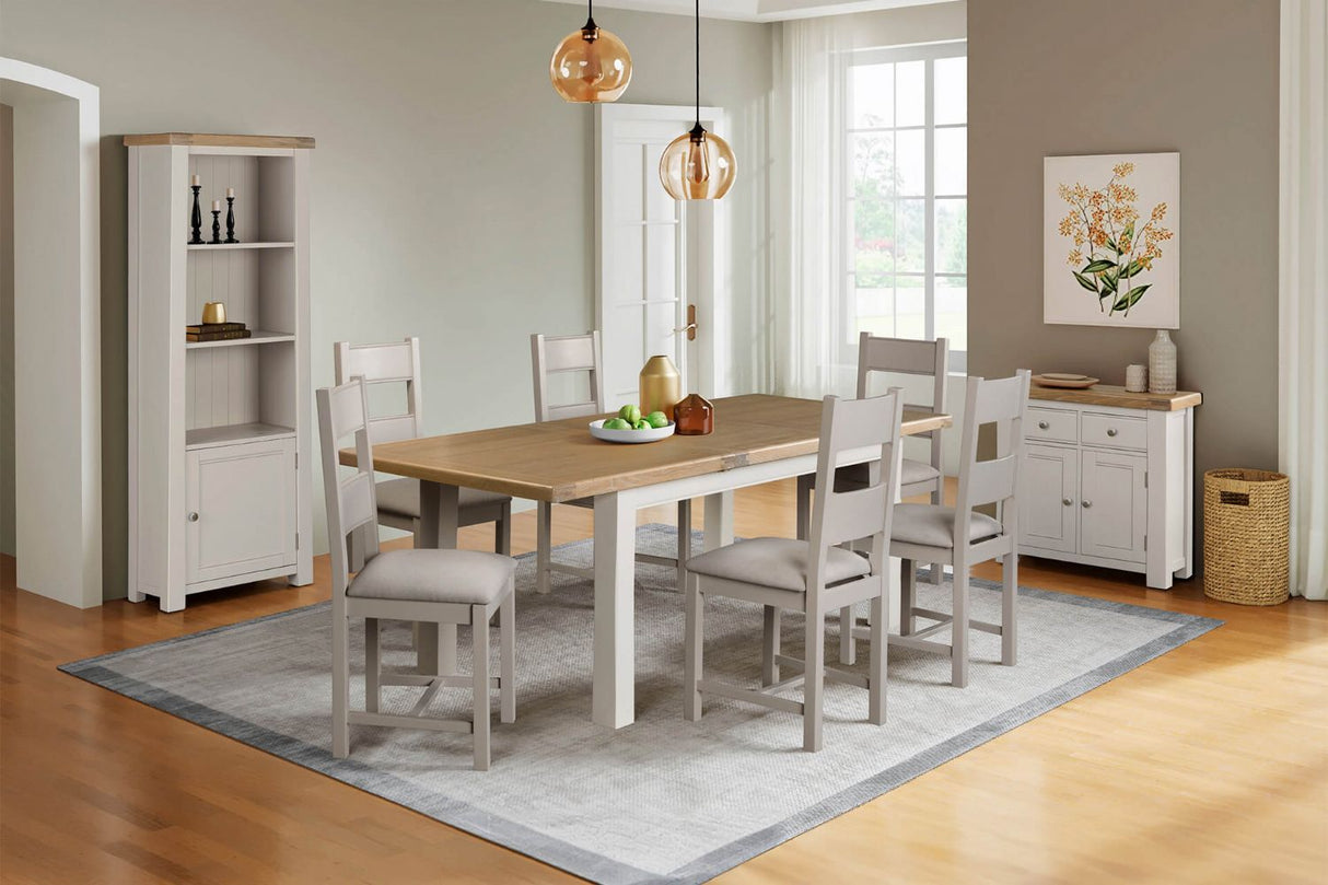 Taupe Pine Wood Extending Dining Table Oak Top 140 to 180cm