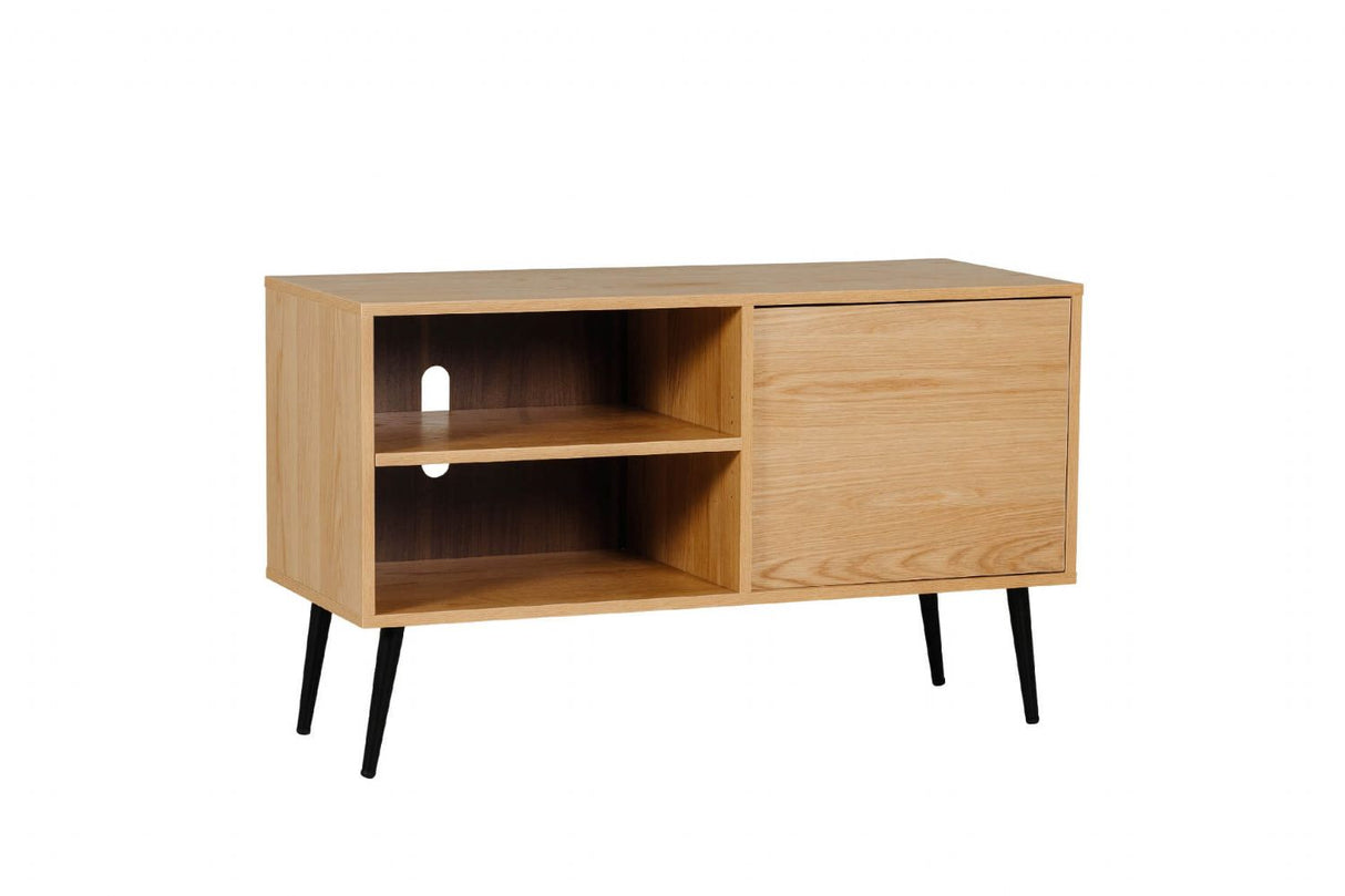 Natural Oak TV Media Entertainment Unit Metal Legs