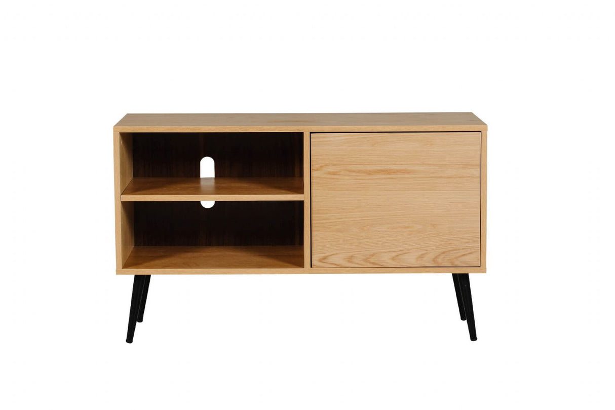 Natural Oak TV Media Entertainment Unit Metal Legs