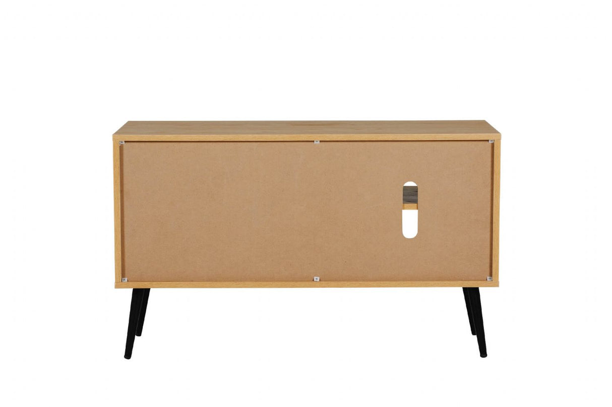 Natural Oak TV Media Entertainment Unit Metal Legs