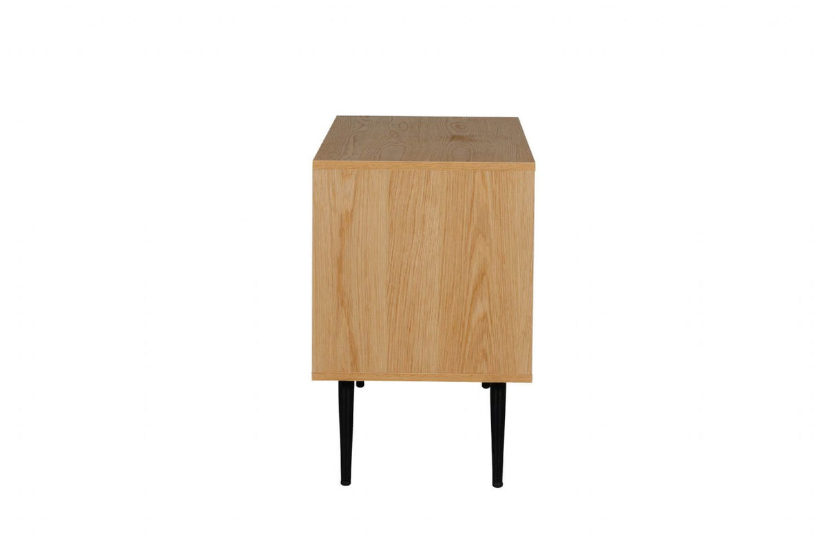 Natural Oak TV Media Entertainment Unit Metal Legs