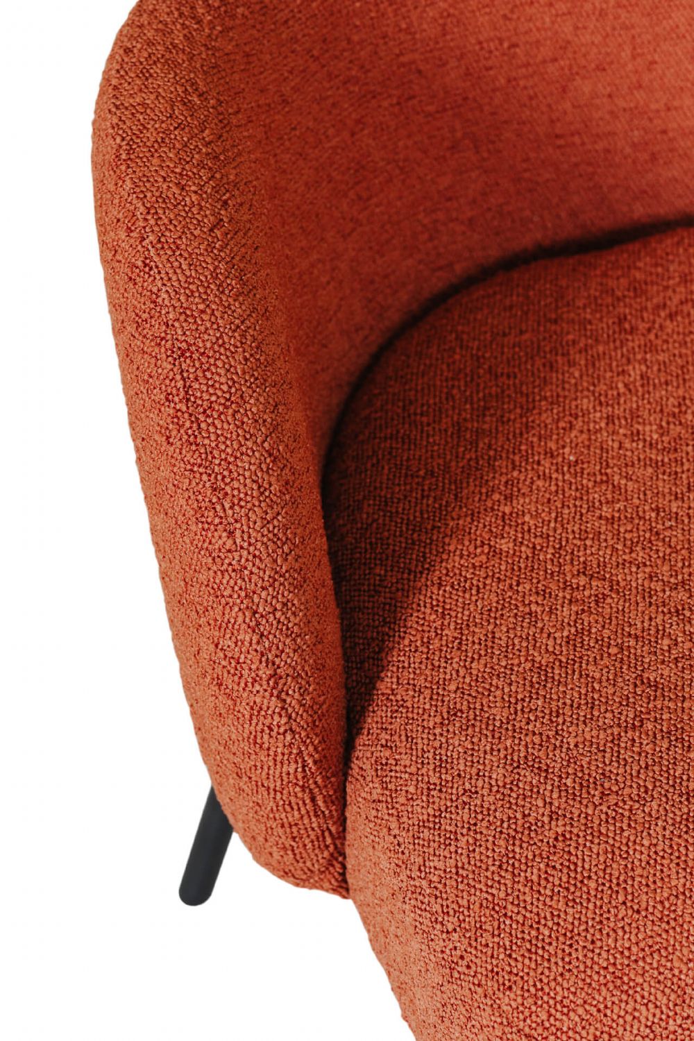 Rust Boucle Fabric Accent Chair with Black Legs