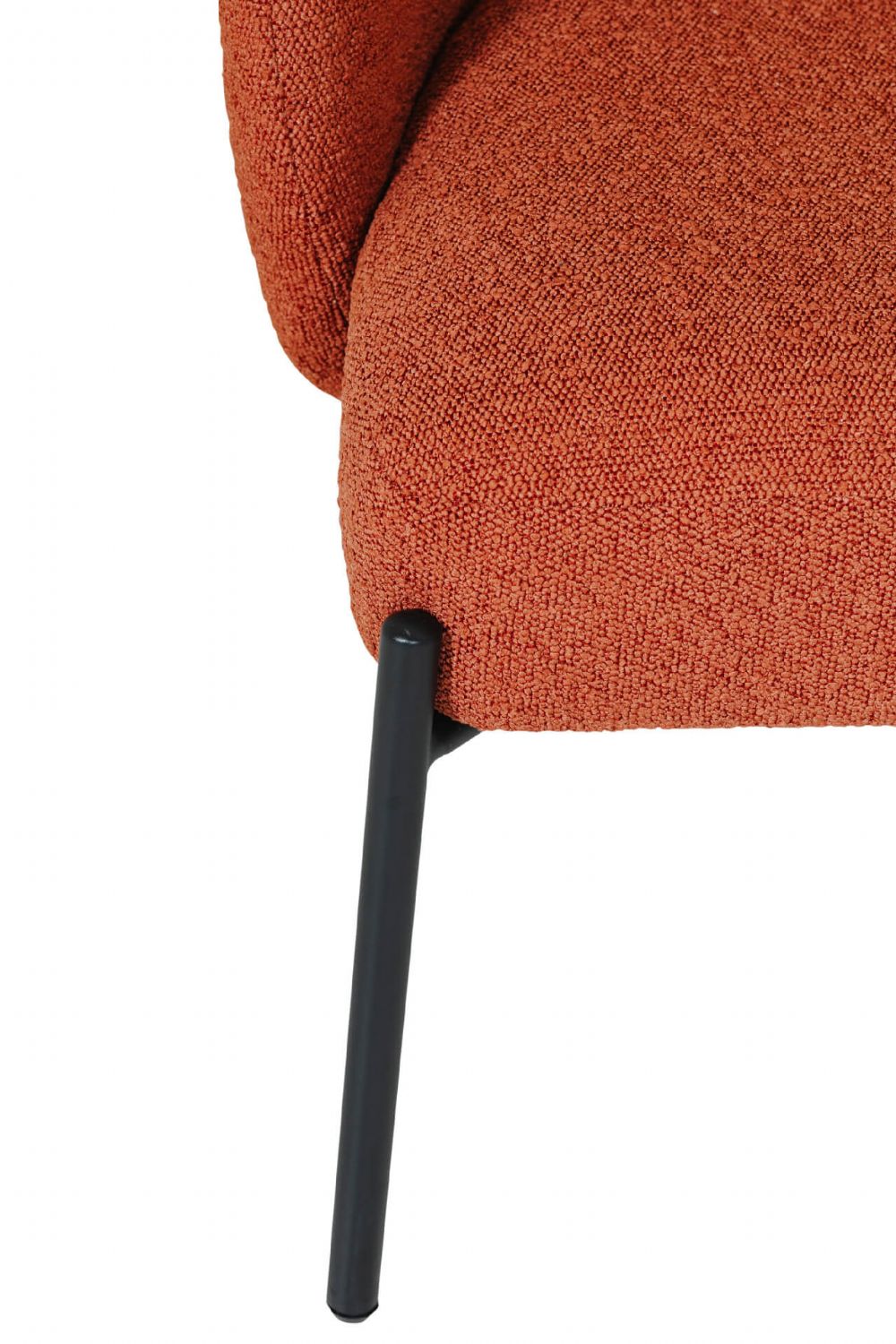 Rust Boucle Fabric Accent Chair with Black Legs