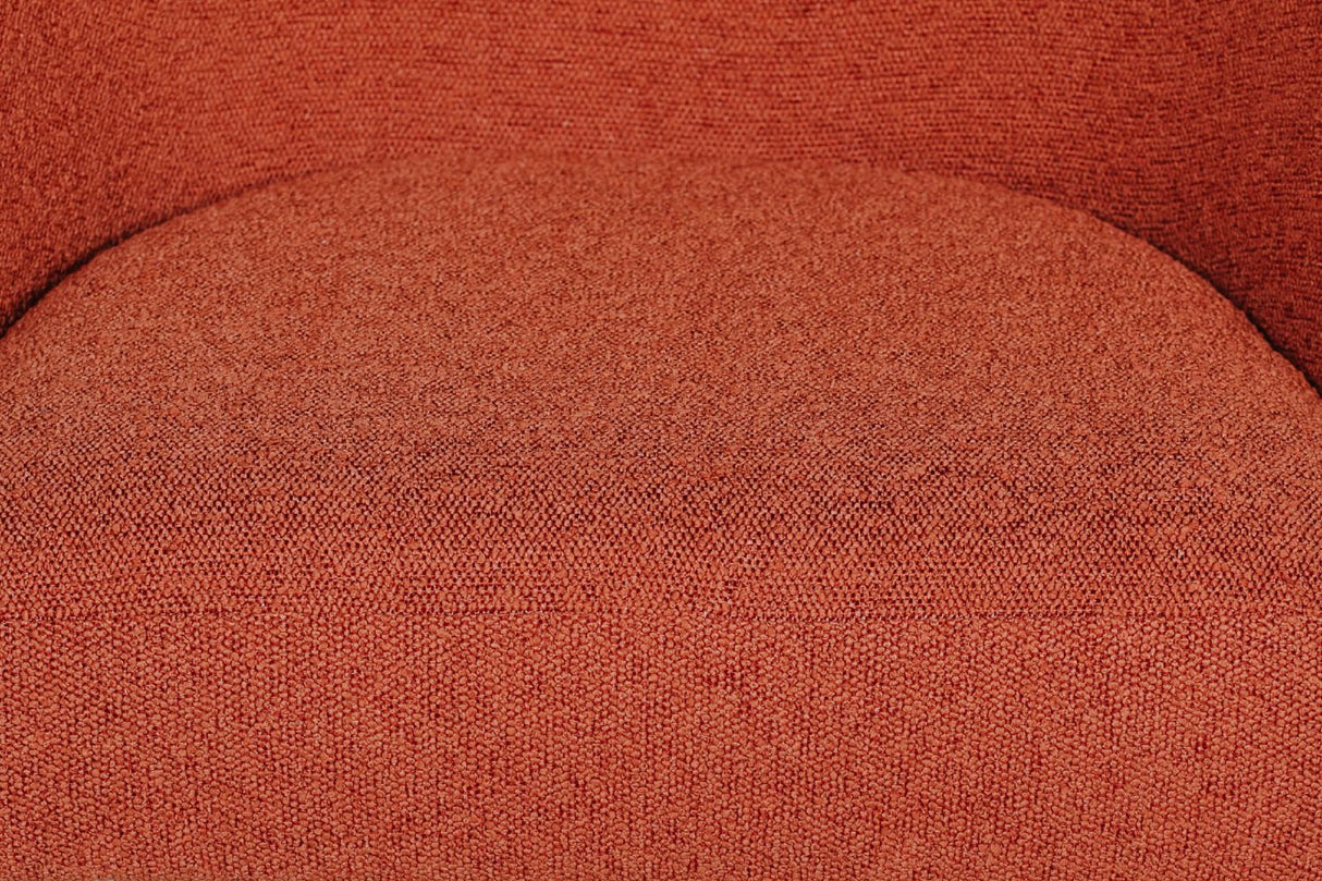 Rust Boucle Fabric Accent Chair with Black Legs