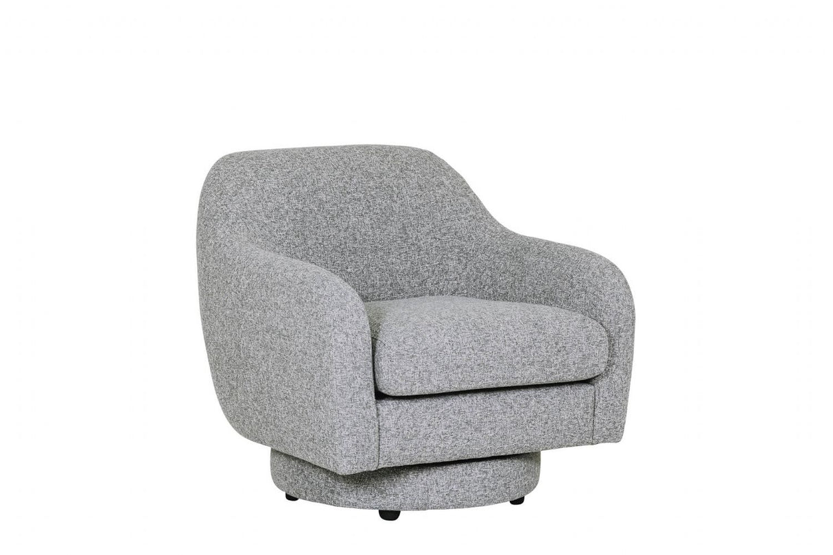 Grey Textured Fabric Swivel Accent Chair
