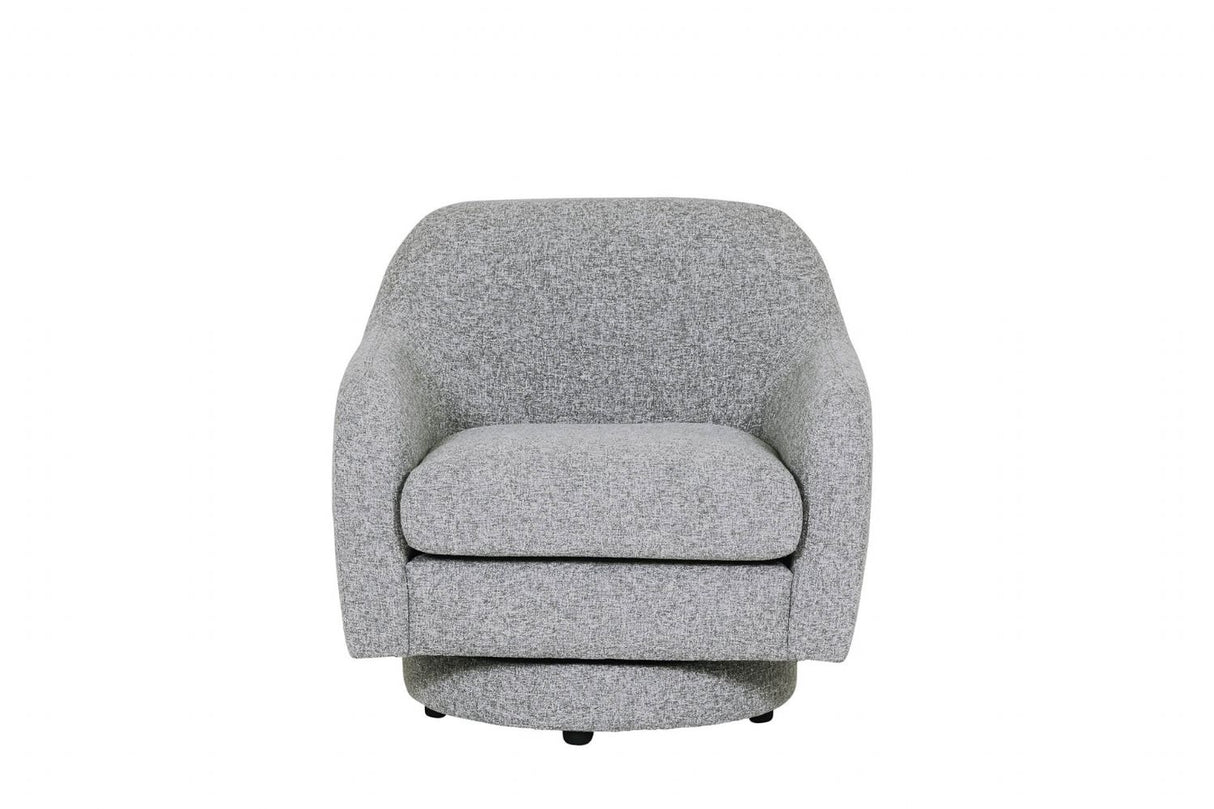 Grey Textured Fabric Swivel Accent Chair