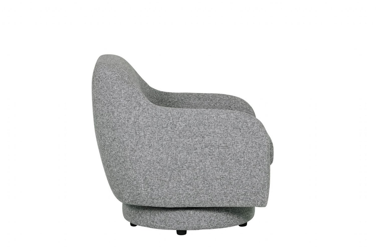 Grey Textured Fabric Swivel Accent Chair