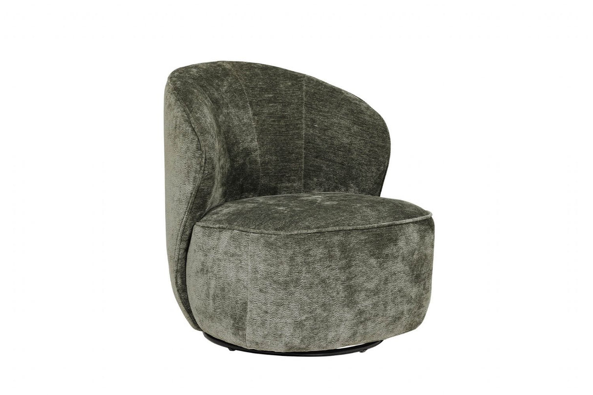 Green Textured Fabric Swivel Accent Chair