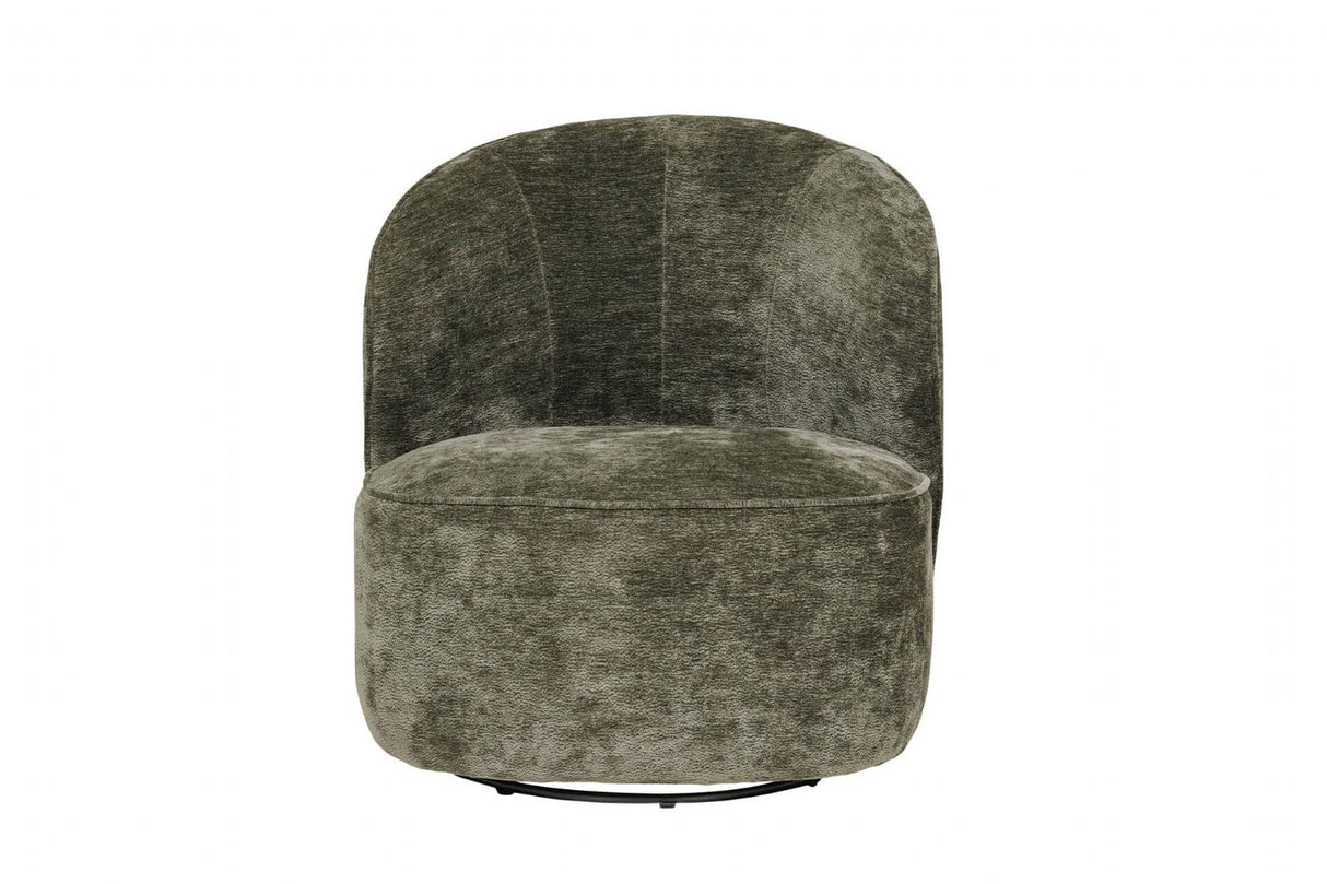 Green Textured Fabric Swivel Accent Chair