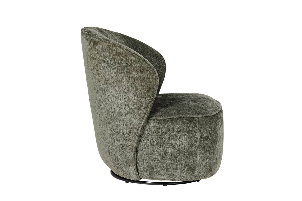 Green Textured Fabric Swivel Accent Chair