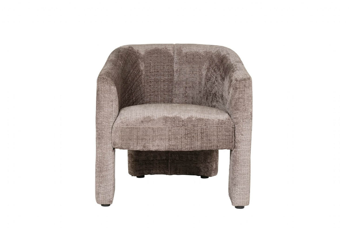 Mink Chenille Fabric Accent Chair Wooden Legs