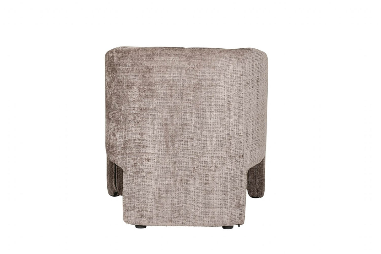 Mink Chenille Fabric Accent Chair Wooden Legs