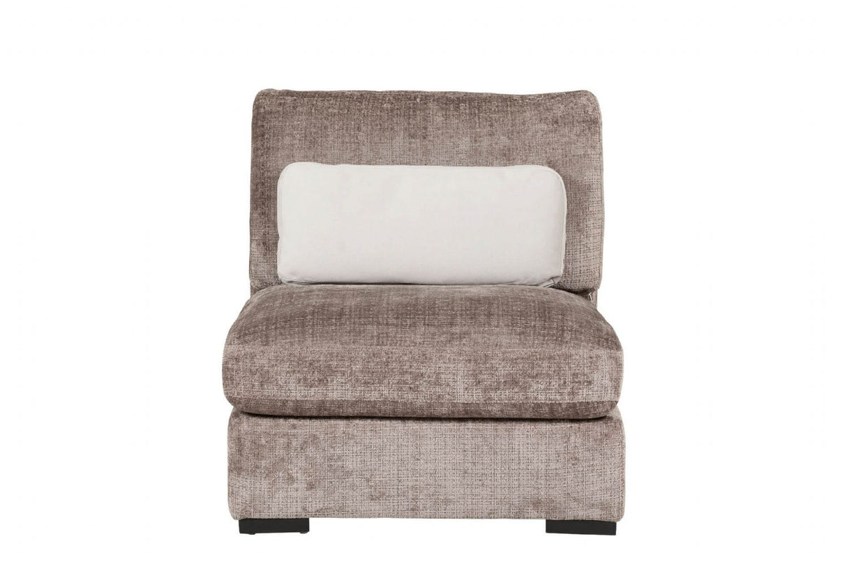 Mink Textured Velvet Fabric Armless Sofa with Cushion