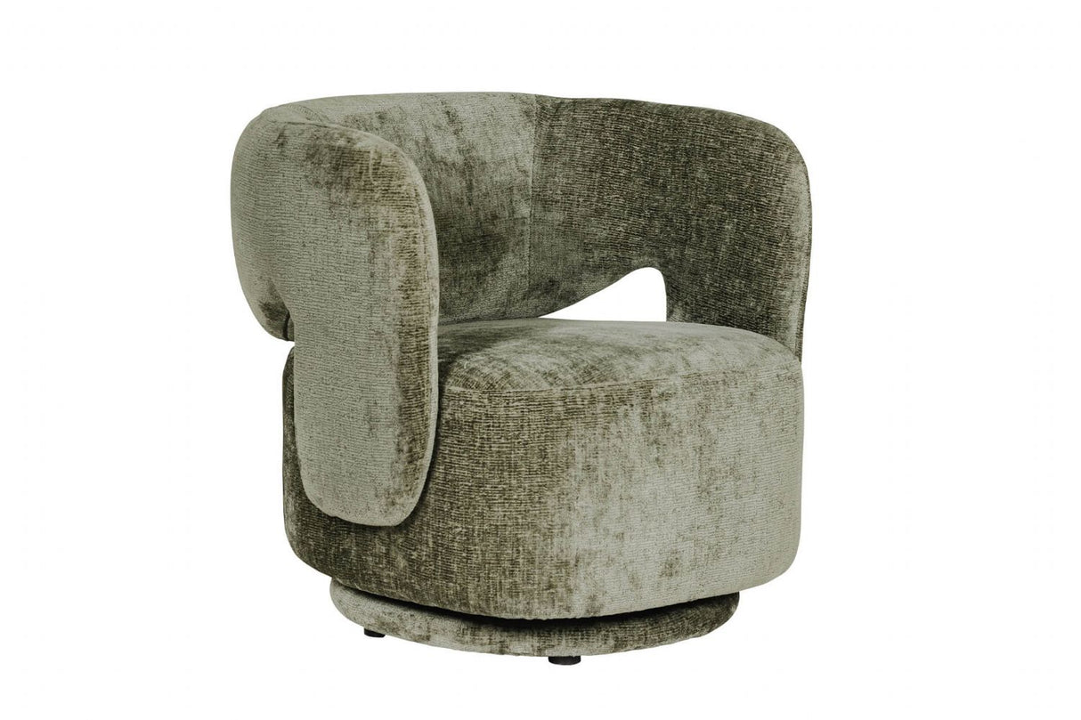 Olive Green Chenille Fabric Swivel Accent Chair