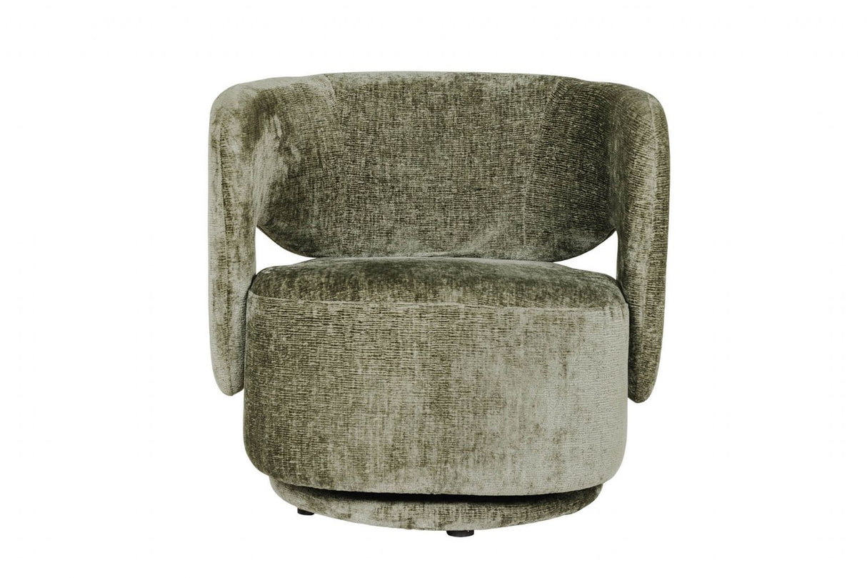 Olive Green Chenille Fabric Swivel Accent Chair