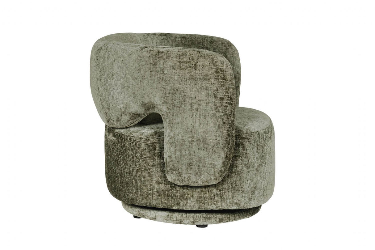 Olive Green Chenille Fabric Swivel Accent Chair