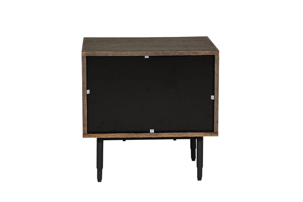 Brown Smoked Oak Wooden Bedside Table with Drawer