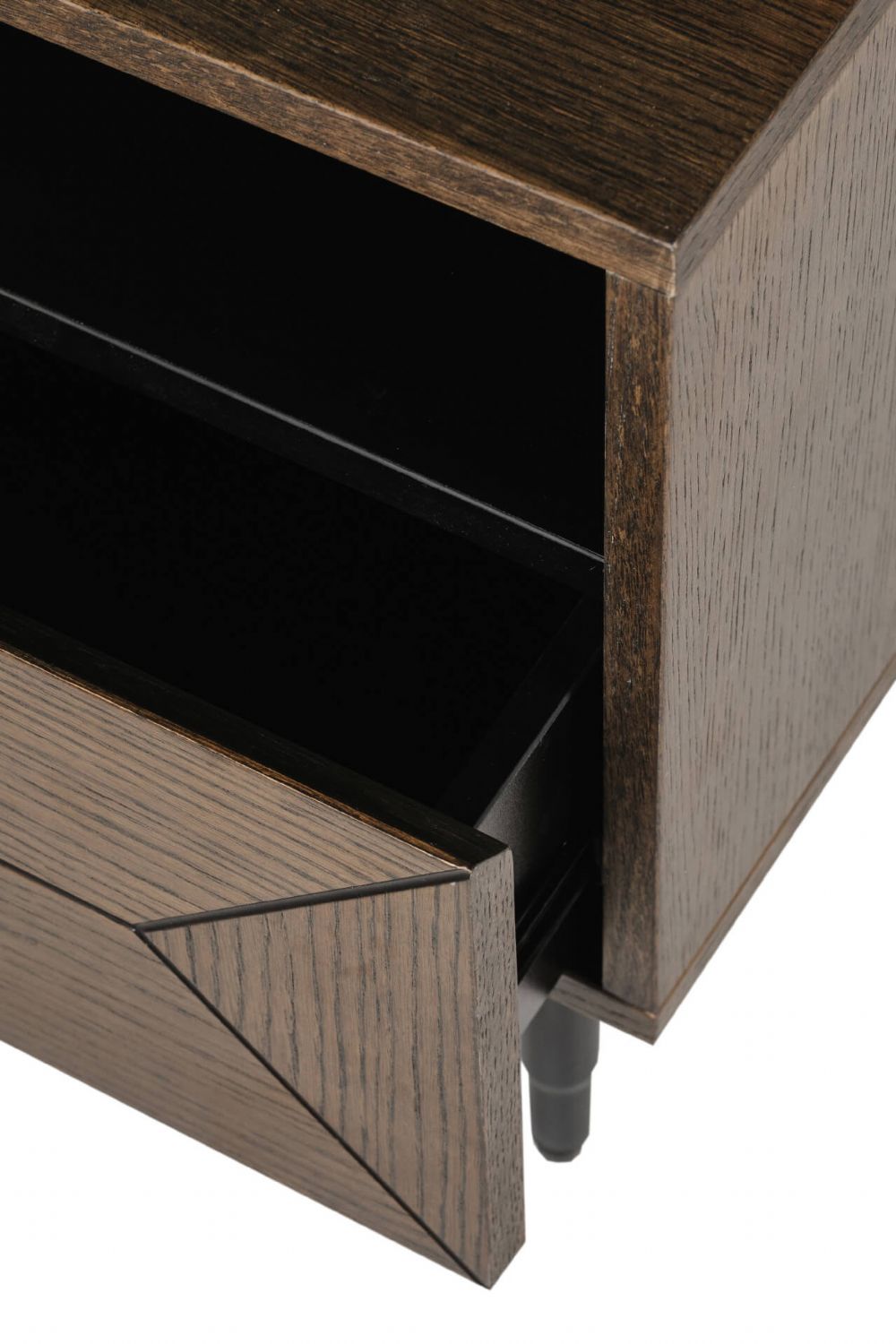 Brown Smoked Oak Wooden Bedside Table with Drawer