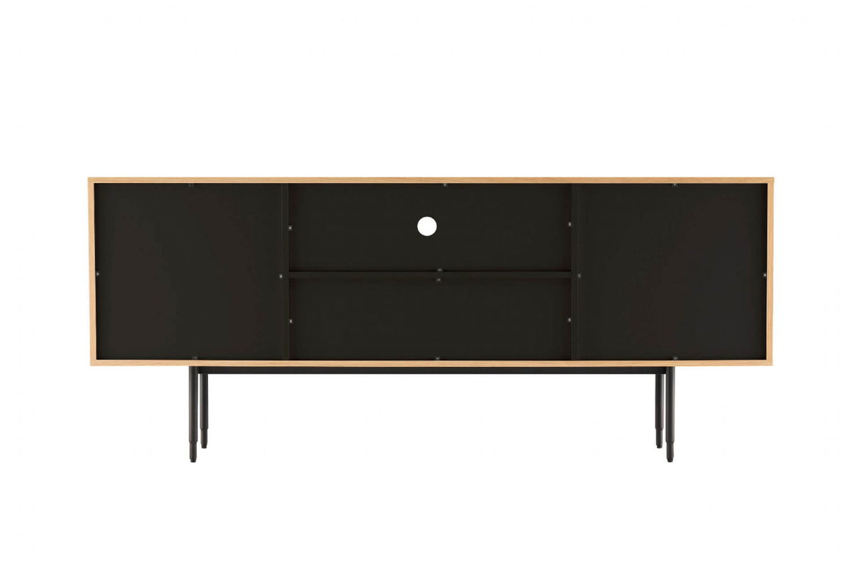 Natural Oak 2 Door 1 Drawer Geometric Large Wide Sideboard