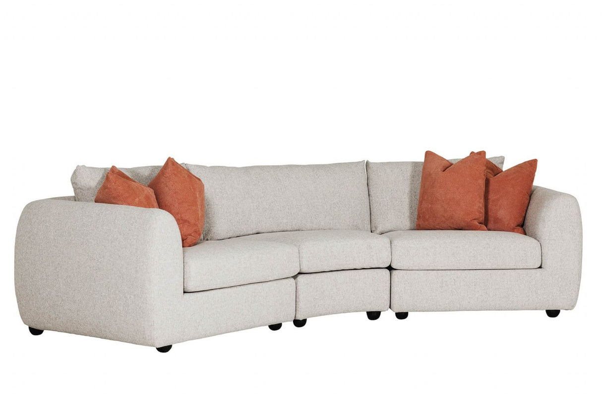Natural Fabric Right Hand Facing Arm Sectional with Cushions