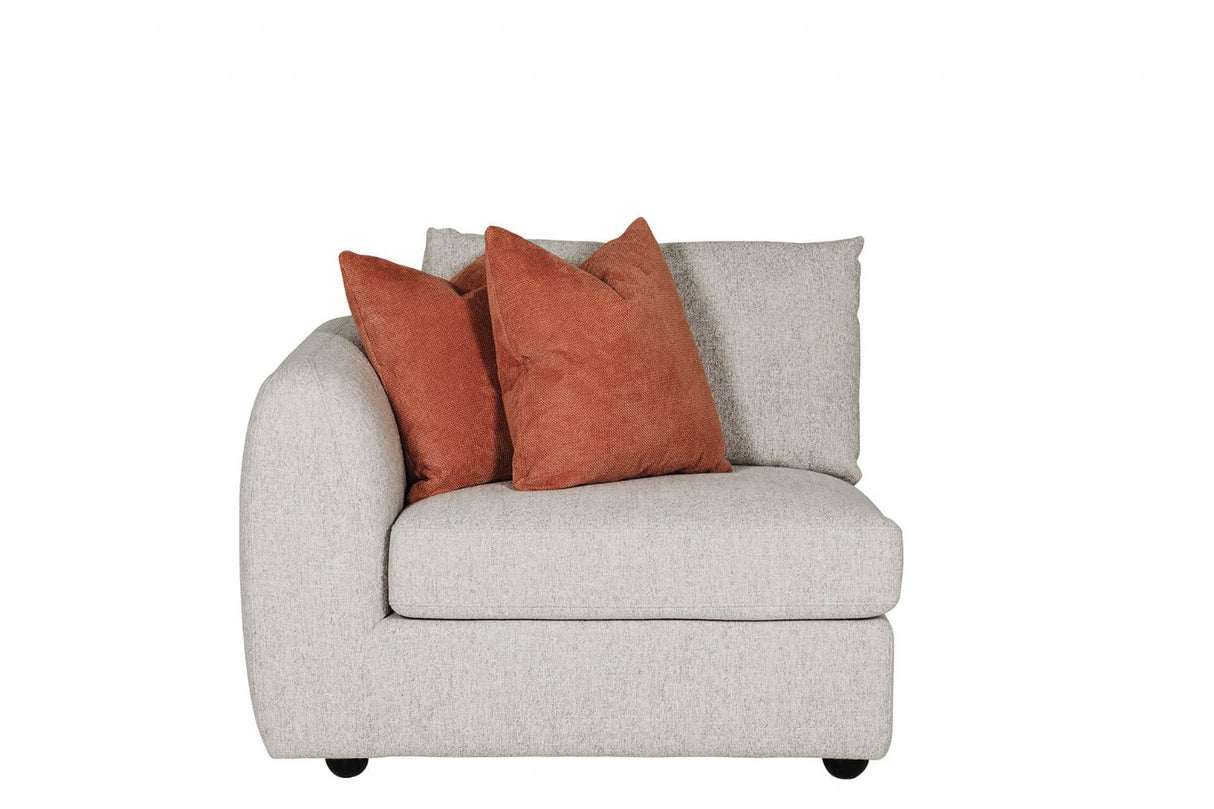 Natural Fabric Left Hand Facing Arm Sectional with Cushions