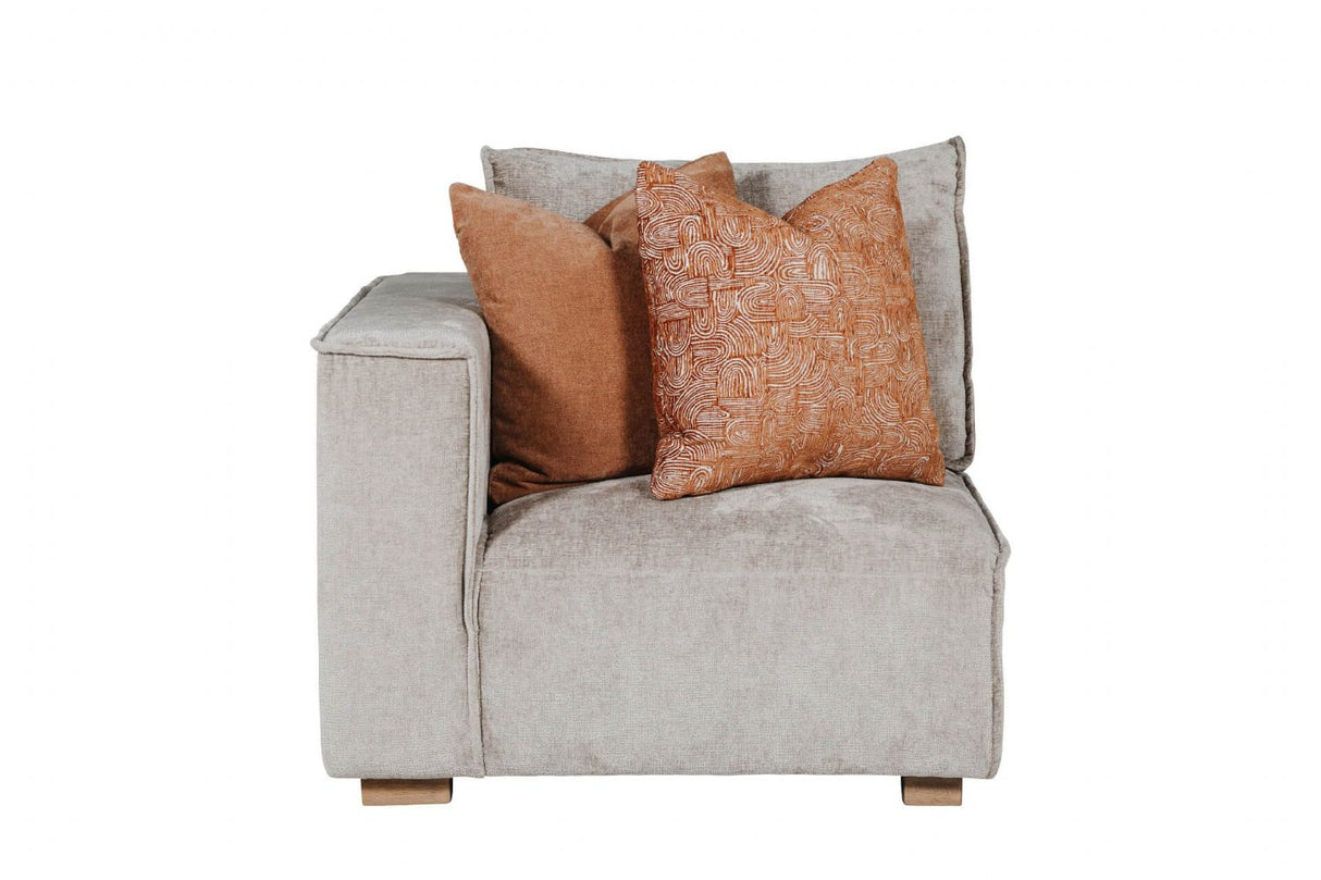 Mink Fabric Modular Armchair LHF with 2 Scatter Cushions