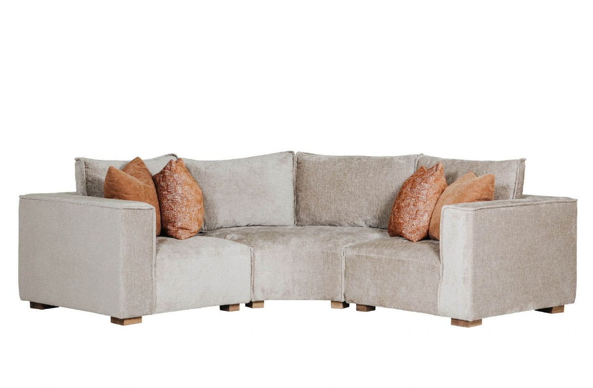 Mink Fabric Modular Armchair LHF with 2 Scatter Cushions