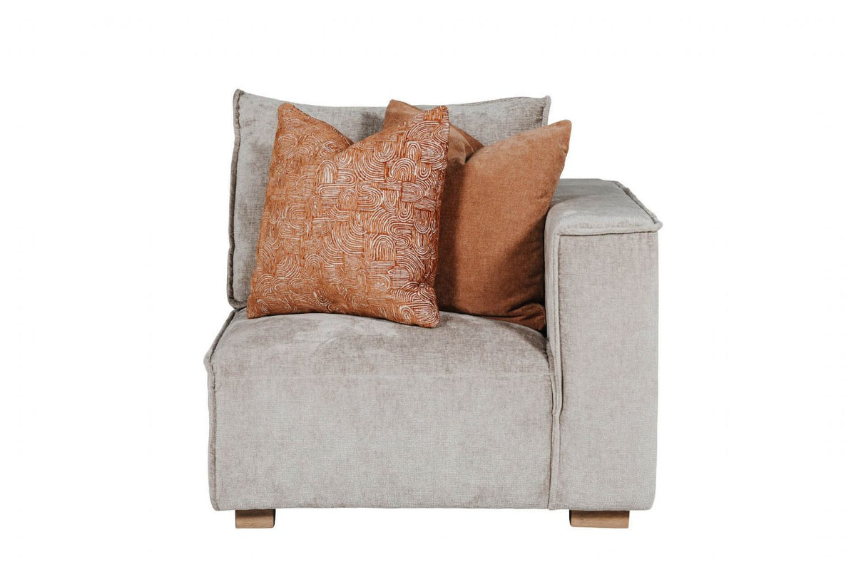 Mink Fabric Modular Armchair RHF with 2 Scatter Cushions