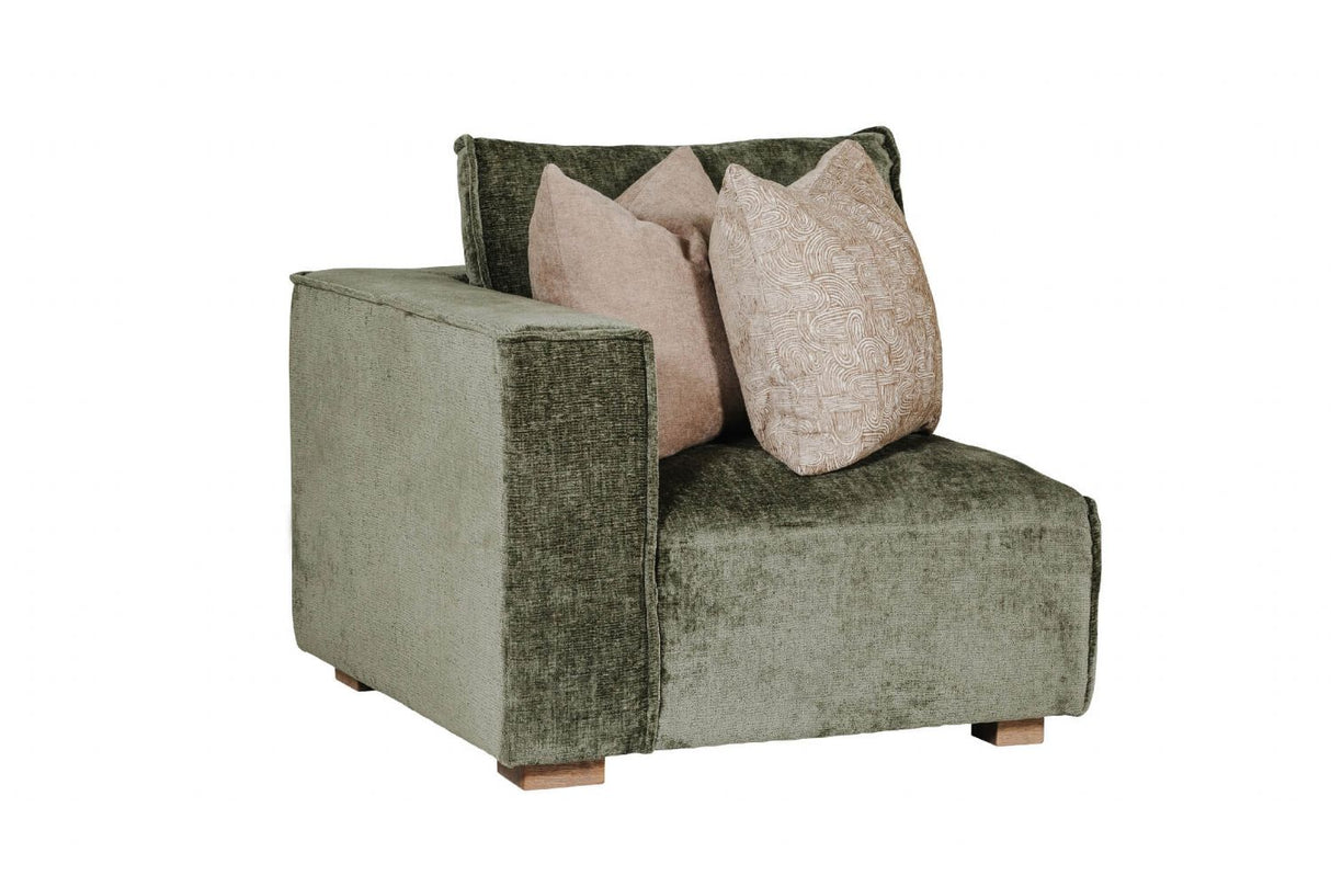 Green Fabric Modular Armchair LHF with 2 Scatter Cushions