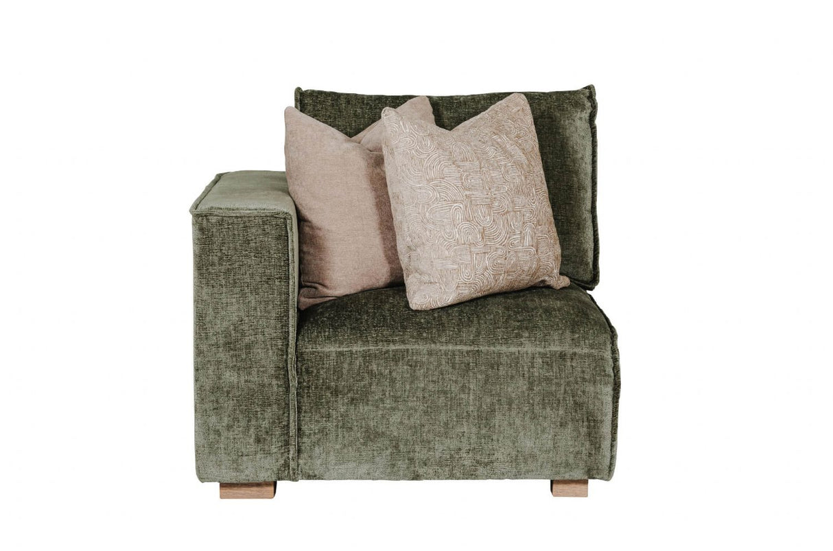 Green Fabric Modular Armchair LHF with 2 Scatter Cushions