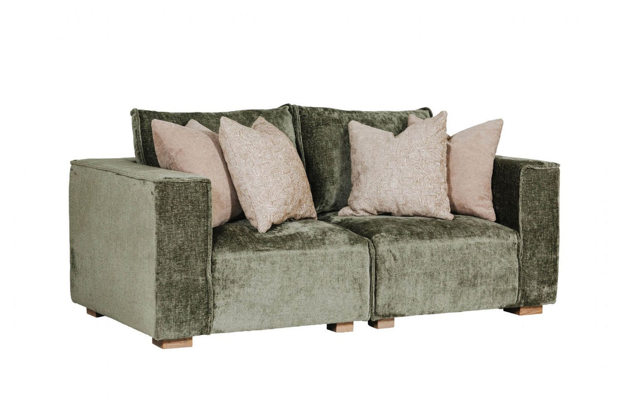 Green Fabric Modular Armchair LHF with 2 Scatter Cushions