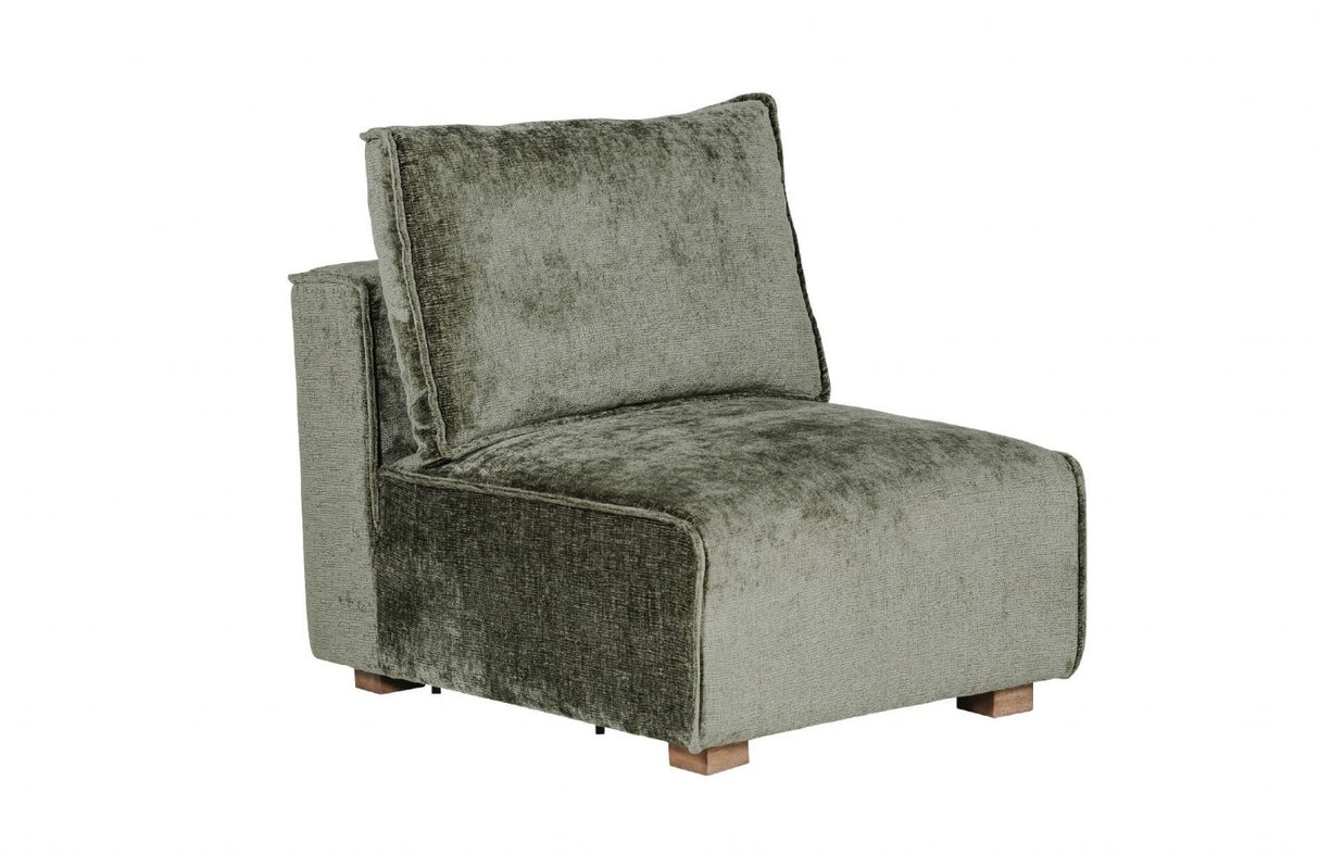 Olive Green Chenille Fabric Modular Armless Sofa