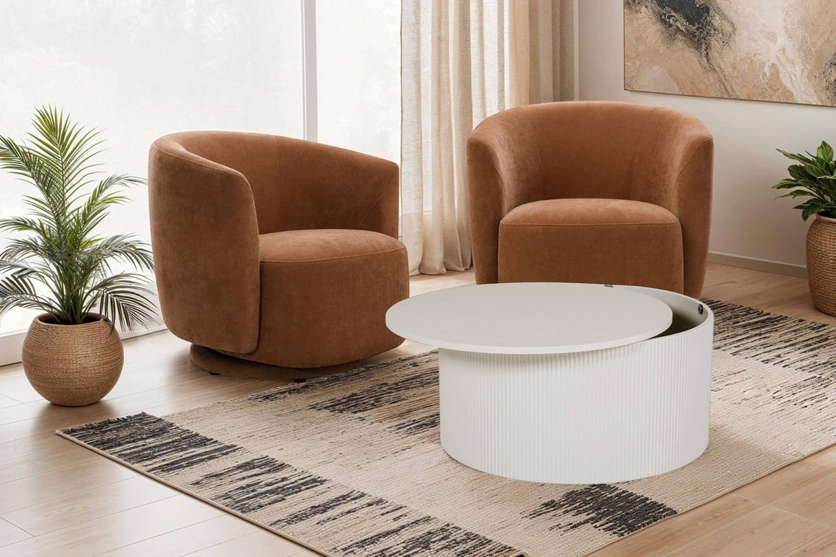 Umber Chenille Fabric Swivel Accent Chair