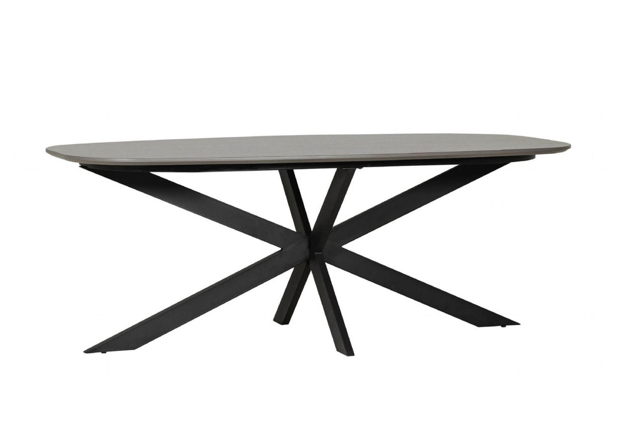 Smoke Melamine Oval Cross Leg Dining Table 160cm