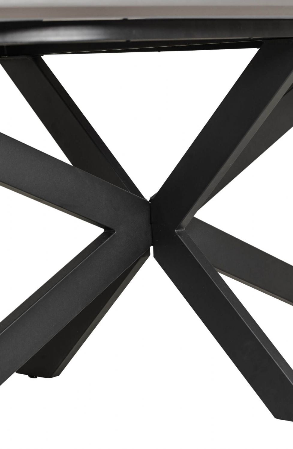 Large Smoked Oak Oval Dining Table Metal Cross Legs 200cm