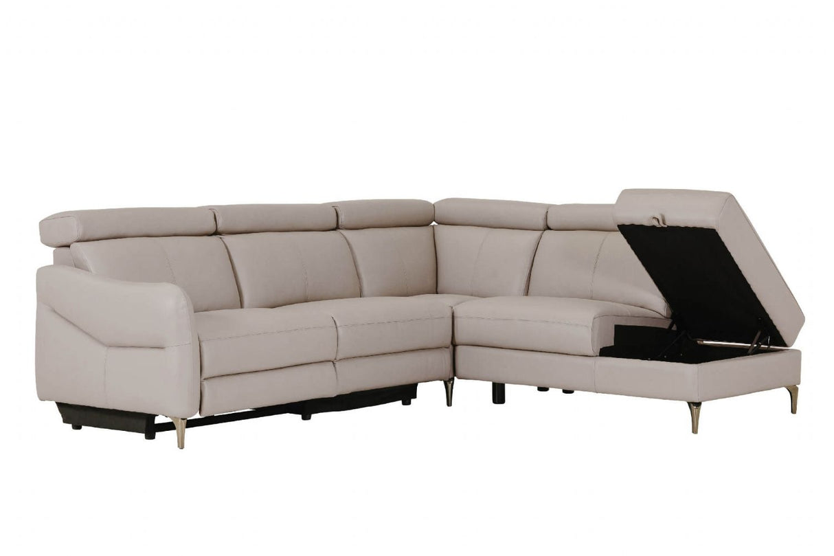 Stone Fabric Large Electric Corner Recliner Sofa RHF