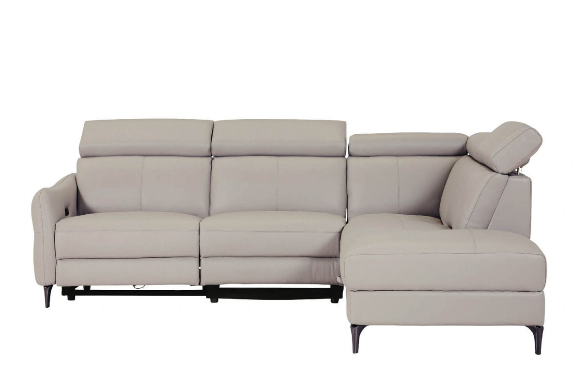 Stone Fabric Large Electric Corner Recliner Sofa RHF