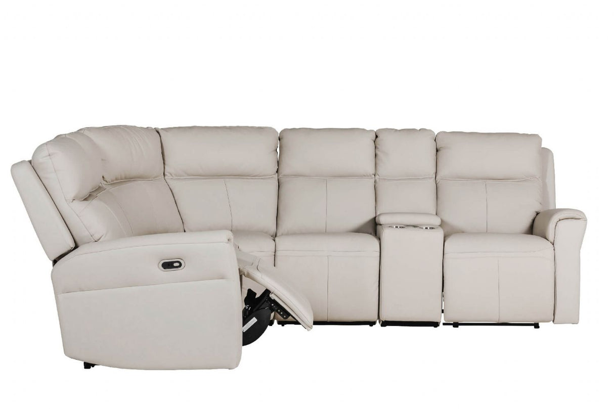 Stone Leather Large Electric Corner Recliner Sofa