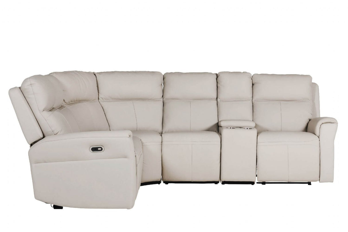 Stone Leather Large Electric Corner Recliner Sofa