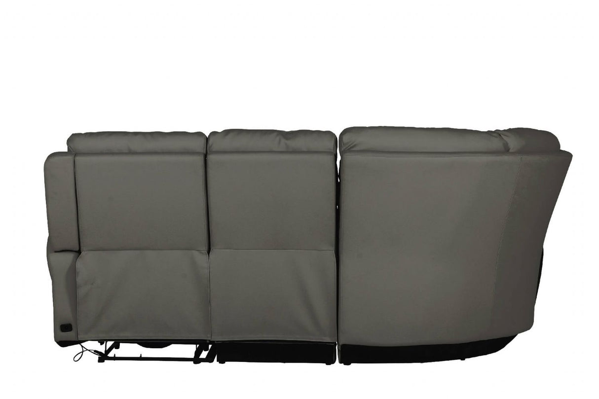 Ash Grey Leather Large Electric Corner Recliner Sofa