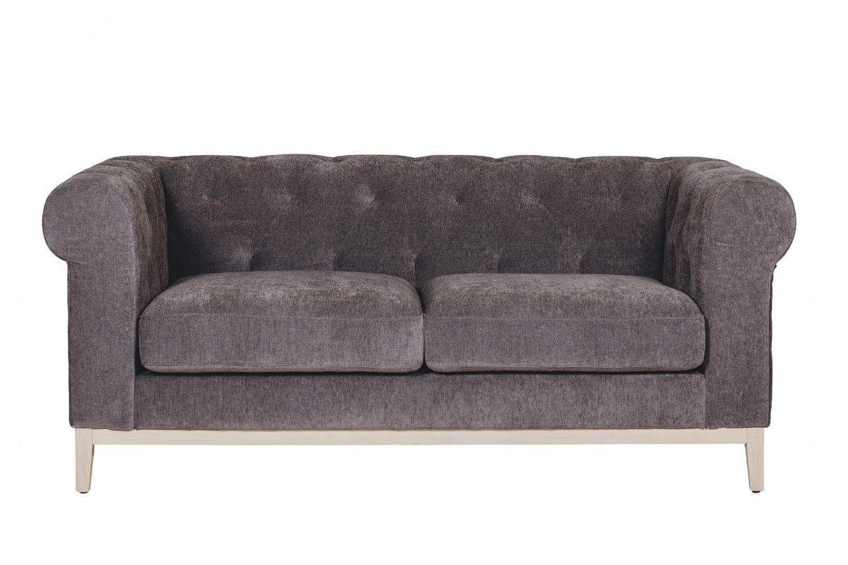 Dark Grey Fabric 2 Seater Chesterfield Sofa
