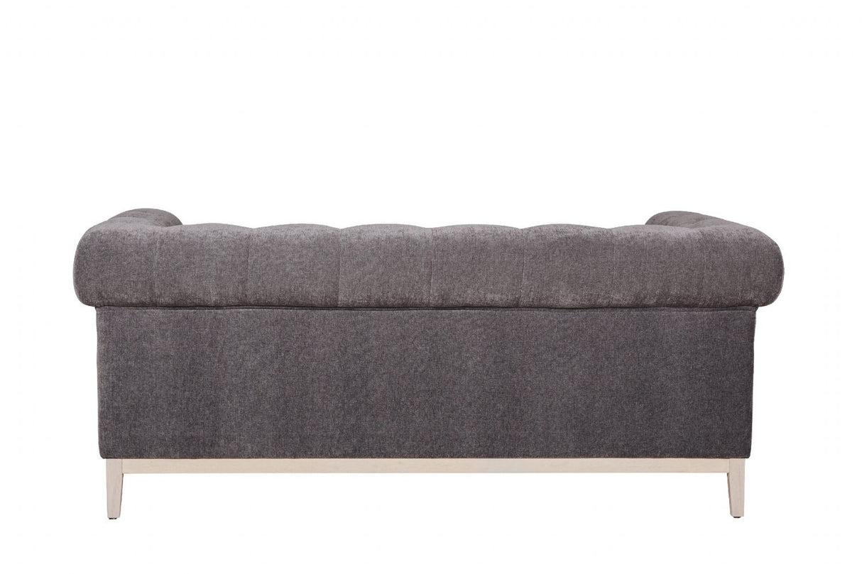 Dark Grey Fabric 2 Seater Chesterfield Sofa