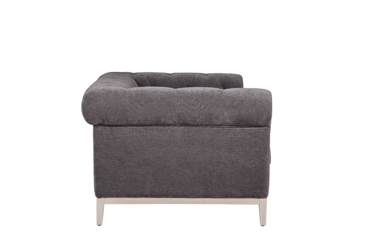 Dark Grey Fabric 2 Seater Chesterfield Sofa
